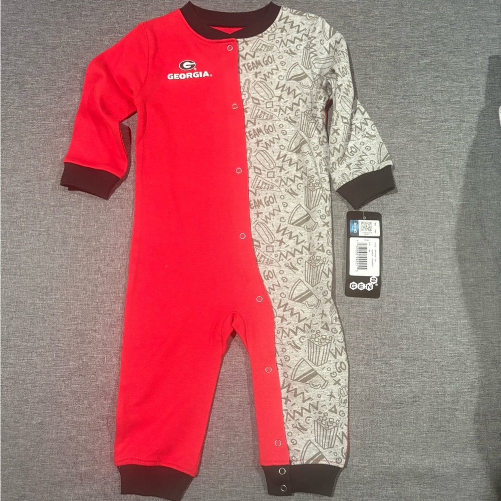 Georgia Kids Red and Gray Footless One Piece